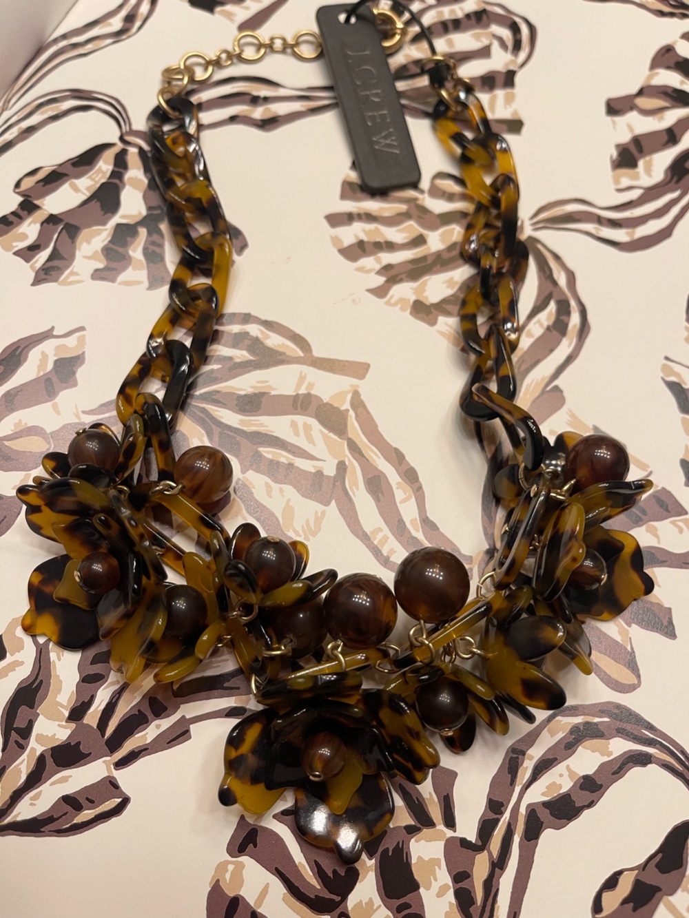🤎 NWT J. Crew Tortoise Flower Necklace